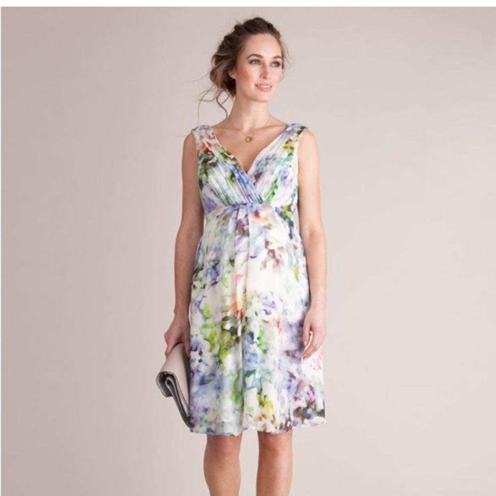 Seraphine Floral Silk Maternity Cocktail Dress